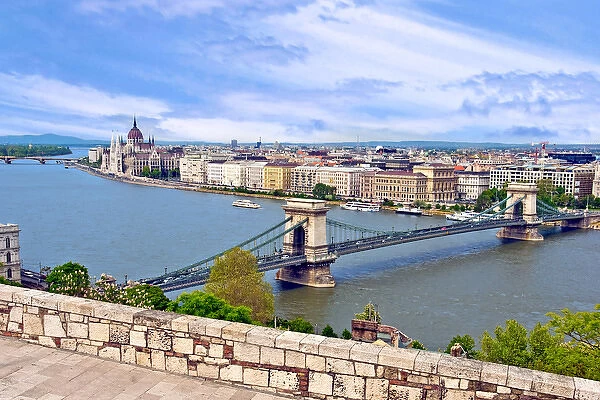 Budapest, Hungary, Scenic view of the Danube River and the Hungarian parliament building