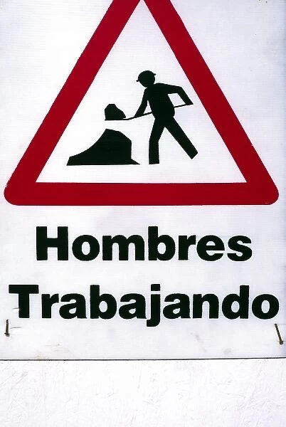 Buenos Aires, Argentina, Sign that says men working
