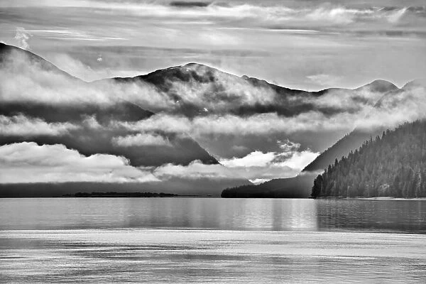 Canada, British Columbia, Prince Rupert. Fog rising over Skeena River