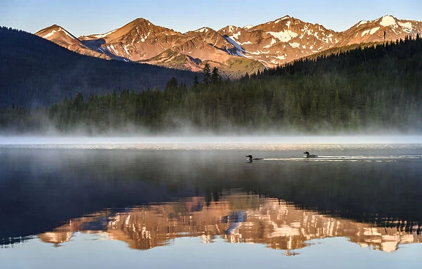Canada, British Columbia. South Chilcotin Mountains Provincial Park, Spruce Lake sunrise