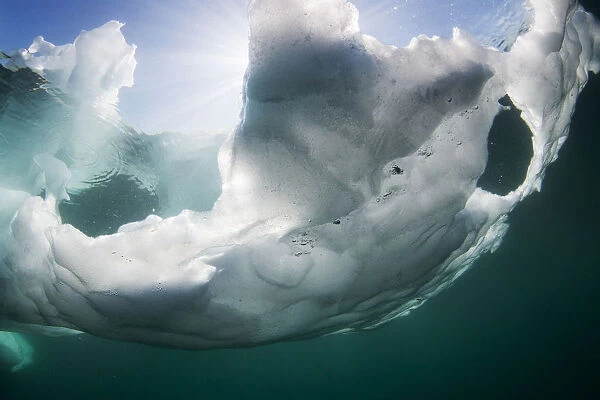 Canada, Nunavut Territory, Underwater view of melting iceberg floating in Hudson