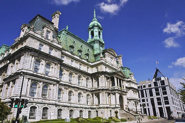 Canada, Quebec, Montreal. View of City Hall building with Napoleon III-style architecture