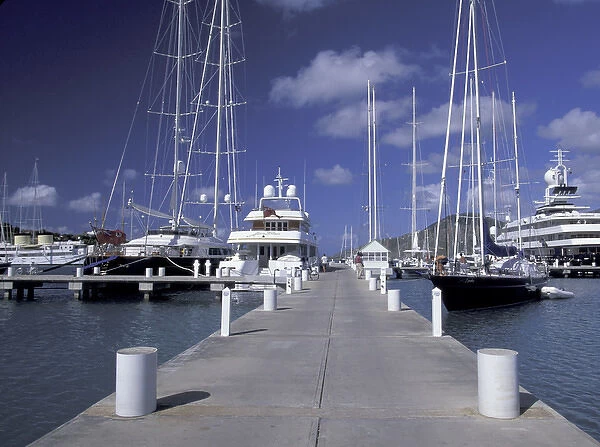 Caribbean, Antigua & Barbuda, Antigua, English Harbour Morning view of yacht harbor