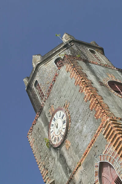 Caribbean, GRENADA, North Coast, Sauteurs Clock Tower, St. Patricks Church by