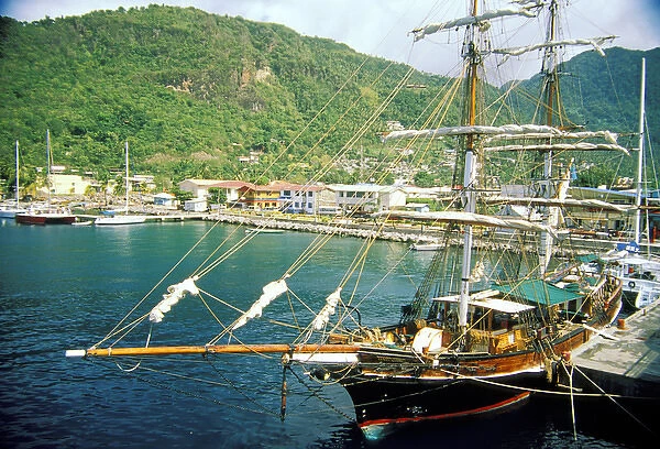 Caribbean, St. Lucia, Soufriere. Boats in a harbor