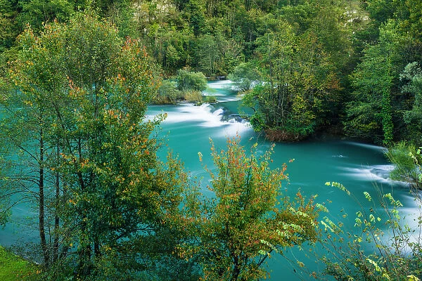 Cascades and fall color along the Mreanica River, Croatia