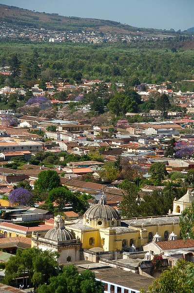 Central America, Guatemala, Antigua. Overview from Cross Hill. UNESCO World Heritage Site
