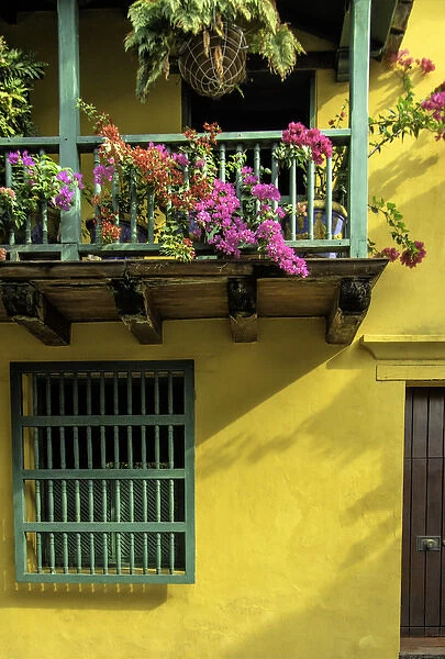 Charming Spanish colonial architecture graces the Old City, Cuidad vieja, of Cartagena