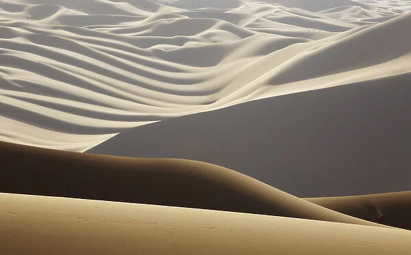 China, Inner Mongolia, Badan Jilin Desert. Abstract of desert shapes and contrasts