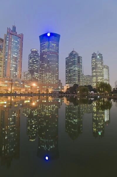 China, Shanghai. Skyline at night