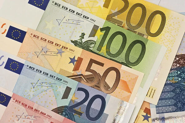 Close-up of different Euro notes. Credit as: Dennis Flaherty  /  Jaynes Gallery  /  DanitaDelimont