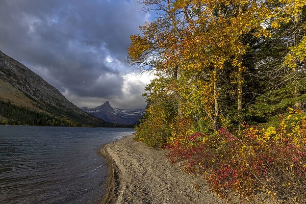 Cosley Lake in autumn, Glacier National Park, Montana, USA