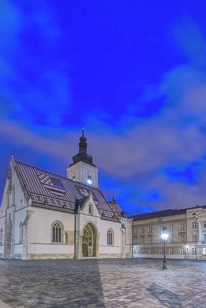 Croatia, Zagreb, St. Markls Square at Dawn