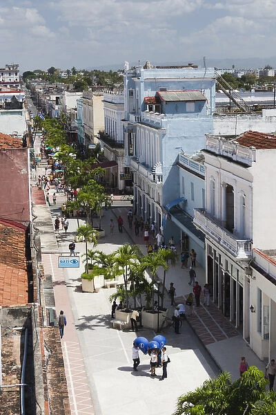 Cuba, Cienfuegos Province, Cienfuegos, Avenida 54, pedestrian street, elevated view
