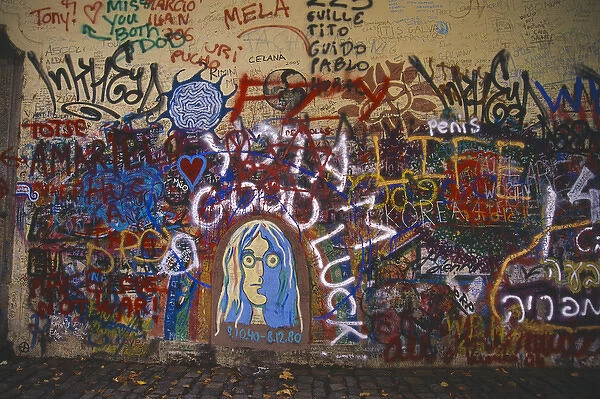 Eastern Europe, Czech Republic, Prague, Lesser Town (Mala Strana), the John Lennon Wall