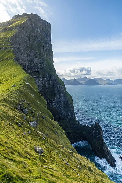 Europe, Faroe Islands. View of Trollanes, location of a lighthouse on the northern end of