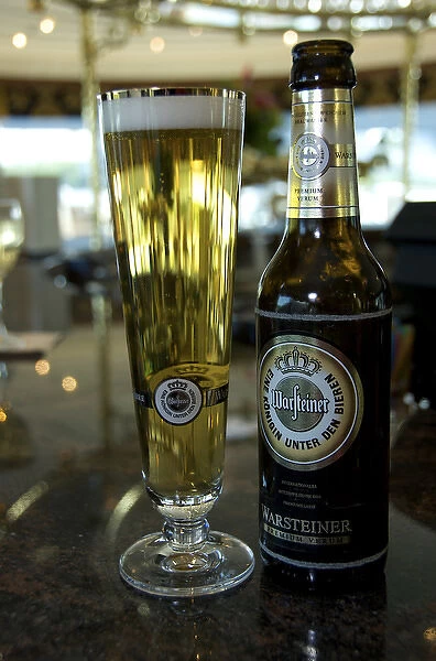 Europe, Germany, Bavaria, aboard European riverboat, Warsteiner German beer