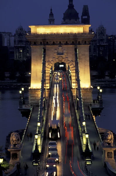 Europe, Hungary, Budapest chain bridge