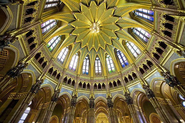 Europe, Hungary, Budapest. Dome of the Parliament Building. Credit as: Jim Zuckerman