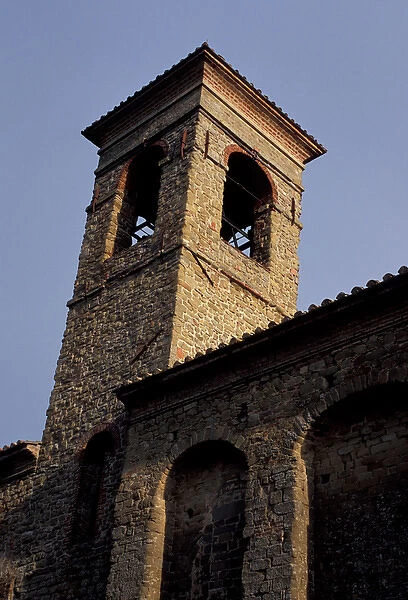 Europe, Italy, Umbria, Preggio, church tower