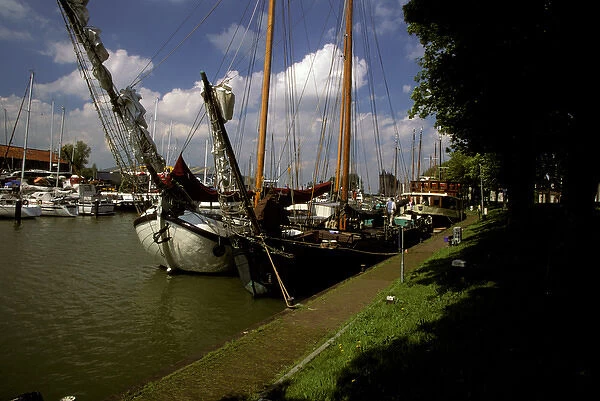 Europe, Netherlands, Muiden. Sailing ships
