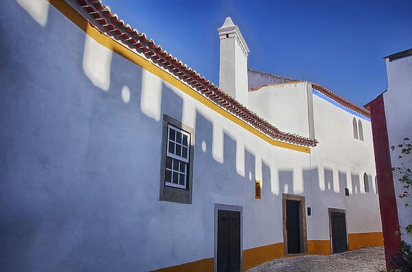 Europe; Portugal; Obidos; Colorful building of Obidos