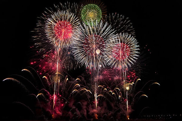 An exploding display of fireworks in Nagano City, Japan