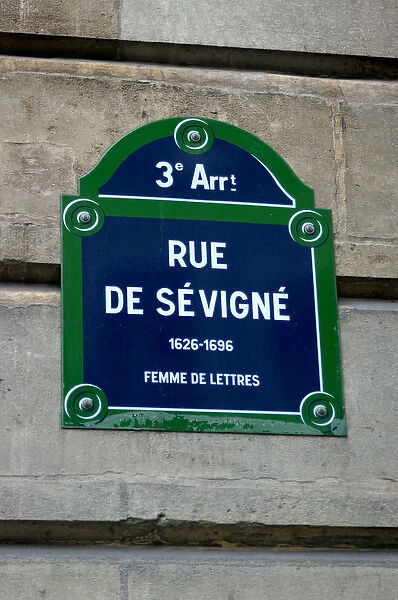 03. France, Paris, street sign in the Marais