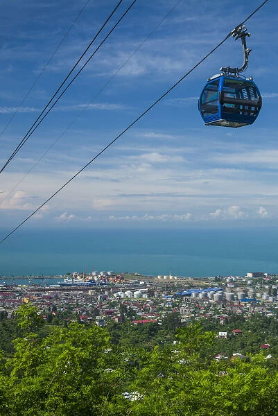 Georgia, Batumi. Anuria Mountain, Argo Cable Car and city skyline