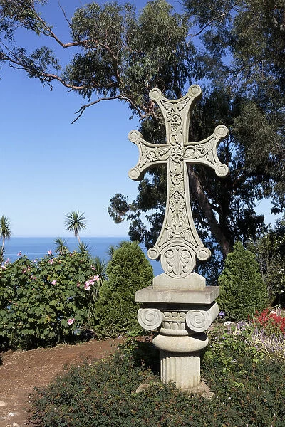 Georgia, Batumi. A large cross in the Batumi Botanic Gardens, overlooking the Black Sea