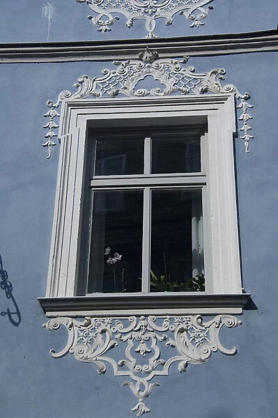Germany, Bamberg. Ornate blue & white Baroque home