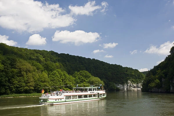 GERMANY, Bayern-Bavaria, Weltenburg. Tour boat by the Danube Gorge