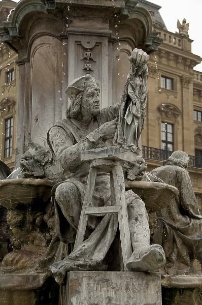 Germany, Wurzburg. Bishops Residence, historic fountain