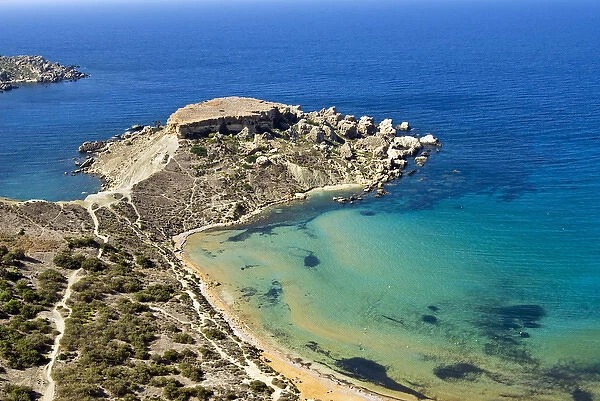 Ghajn Tuffieha Bay, Aerial View, Malta Island, Republic of Malta