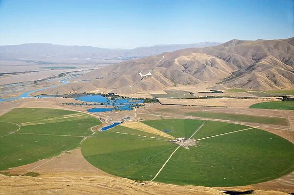 Giant Rotary Irrigation Scheme near Twizel, Mackenzie Country, South Island, New Zealand