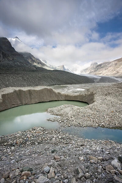 Glacier foreland and desintegration moraine landscape of glacier Pasterze near Grossglockner