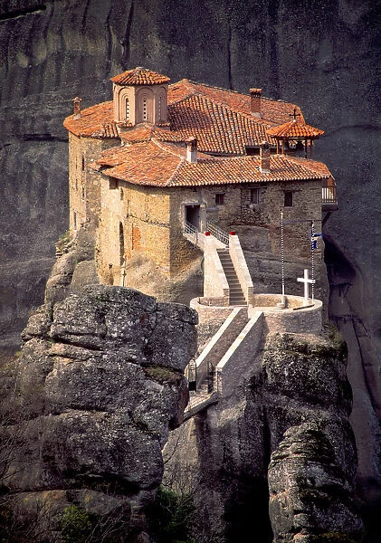 Greece, Meteora. Christian monastery on cliff