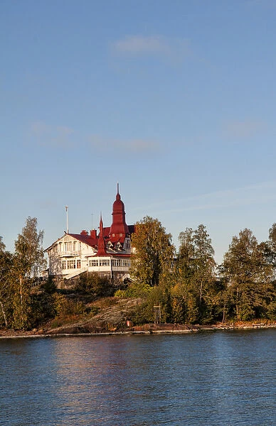 Helsinki Finland house on hill in city harbour