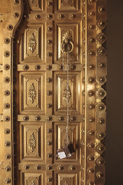 India, Rajasthan, Jaipur, City Palace, Detail of door