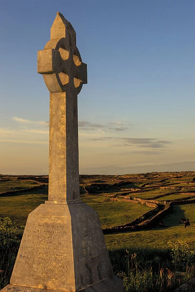 Inishmore Island. Aran Islands. Ireland. Celtic cross on tombstone