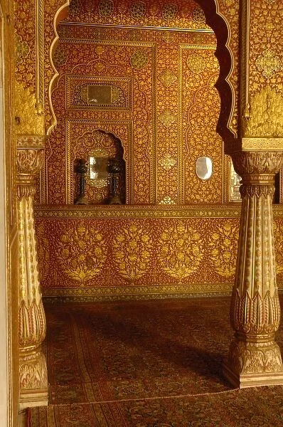Inside the Palace of the Junagarh Fort in Bikaner. Rajasthan, INDIA