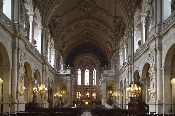 The interior view of St-Trinit church in Paris. France