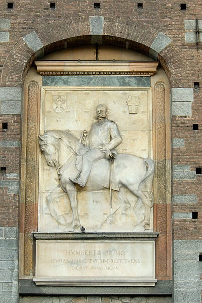 04. Italy, Milan, Castello Sforzesco, detail of relief of Umberto I, on Filarete Tower