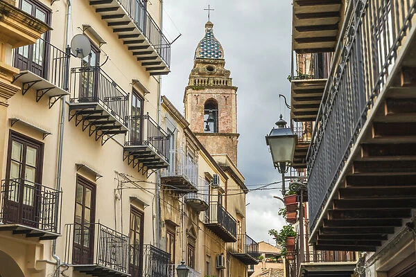 Italy, Sicily, Palermo Province, Castelbuono. The bell tower of Chiesa Sconsacrata Del