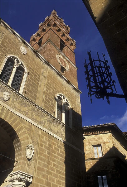 Italy, Tuscany, Pienza, Classic, Renaissance, Architecture, Italy. A civic tower
