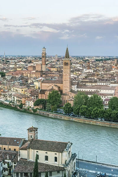 Italy, Verona. Looking Down on the city from Castello San Pietro