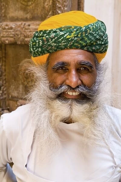 Jodhpur at Fort Mehrangarh in Rajasthan India a great image of bearded character