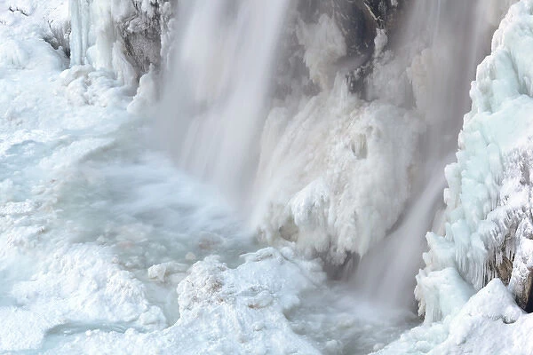 The Krimml waterfalls in the National Park Hohe Tauern during winter in ice and snow
