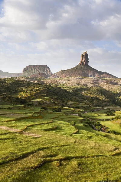 Landscape in the province Tigray, northern Ethiopia. During and after the rainy season