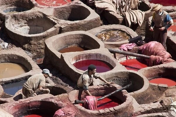 Leather dyeing vats, Fes medina, Morocco
